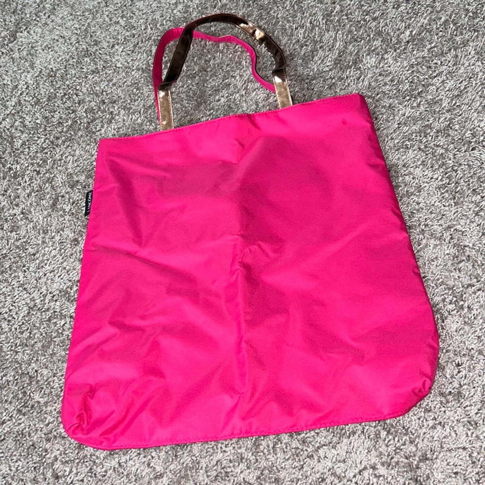Lancôme makeup pink gold tote large overnight bag